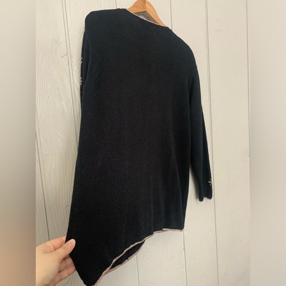 Vintage floral knit embroidered sweater button down granny sweater size 14/16 - Picture 7 of 10